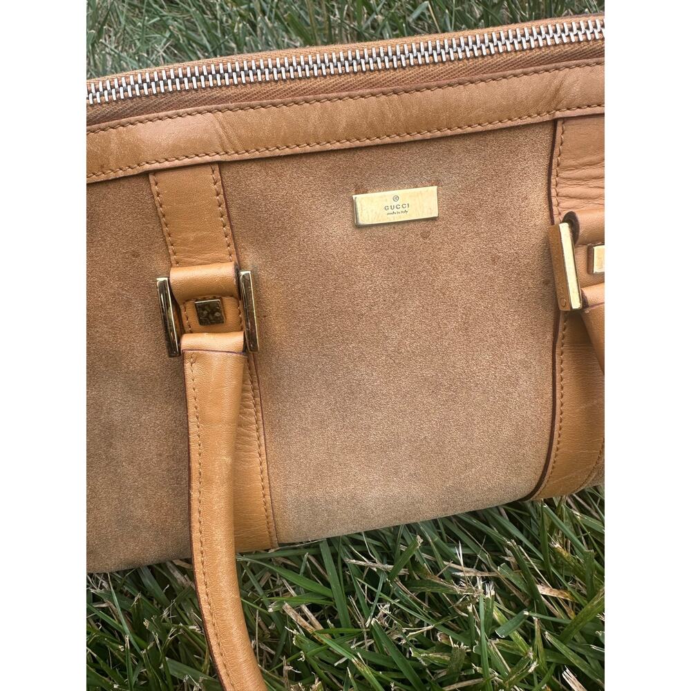 Authentic Vintage Gucci Tan Suede Boston Bag Tom Ford Era ~ Fair Condition - Picture 4 of 7